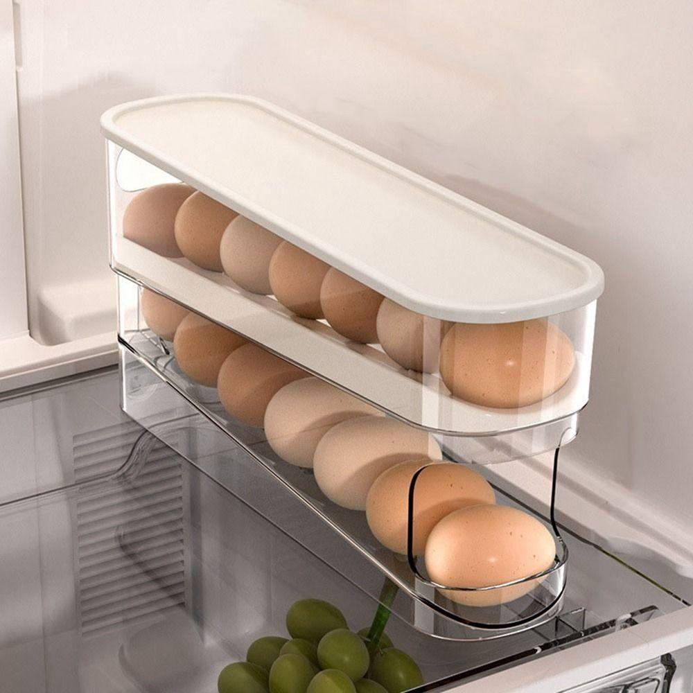 2Pcs Plastic Double-layer Egg Storage Racks Stackable Anti Slip Slide Style Egg Storage Box Anti-fall Space Saving