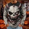 Men's Halloween Printed Neck Long Sleeve Shirt