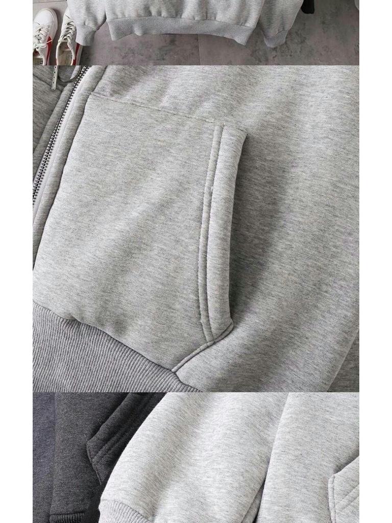 Men's Plus Size Zip-up Hooded Sweatshirt Jacket with Fleece Lining for Autumn/Winter 2024