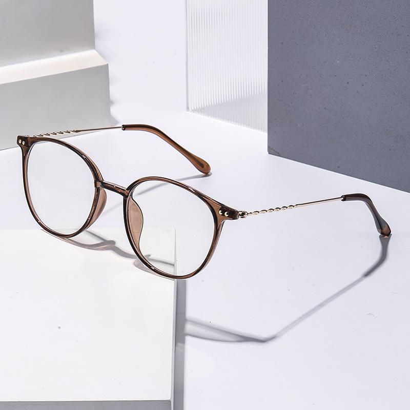 Anti-blue Light Fashionable Retro Round-framed Reading Glasses Women Color Splicing Eye Protection Comfortable Eyewear 0 TO +4.0
