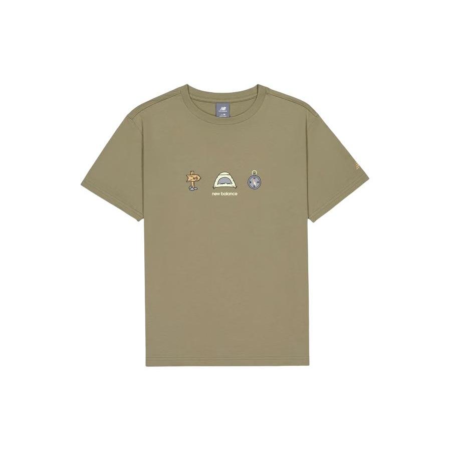 New Balance Camp Graphic T-Shirts Asia Sizing Khaki Men s AMT41360-CGN L