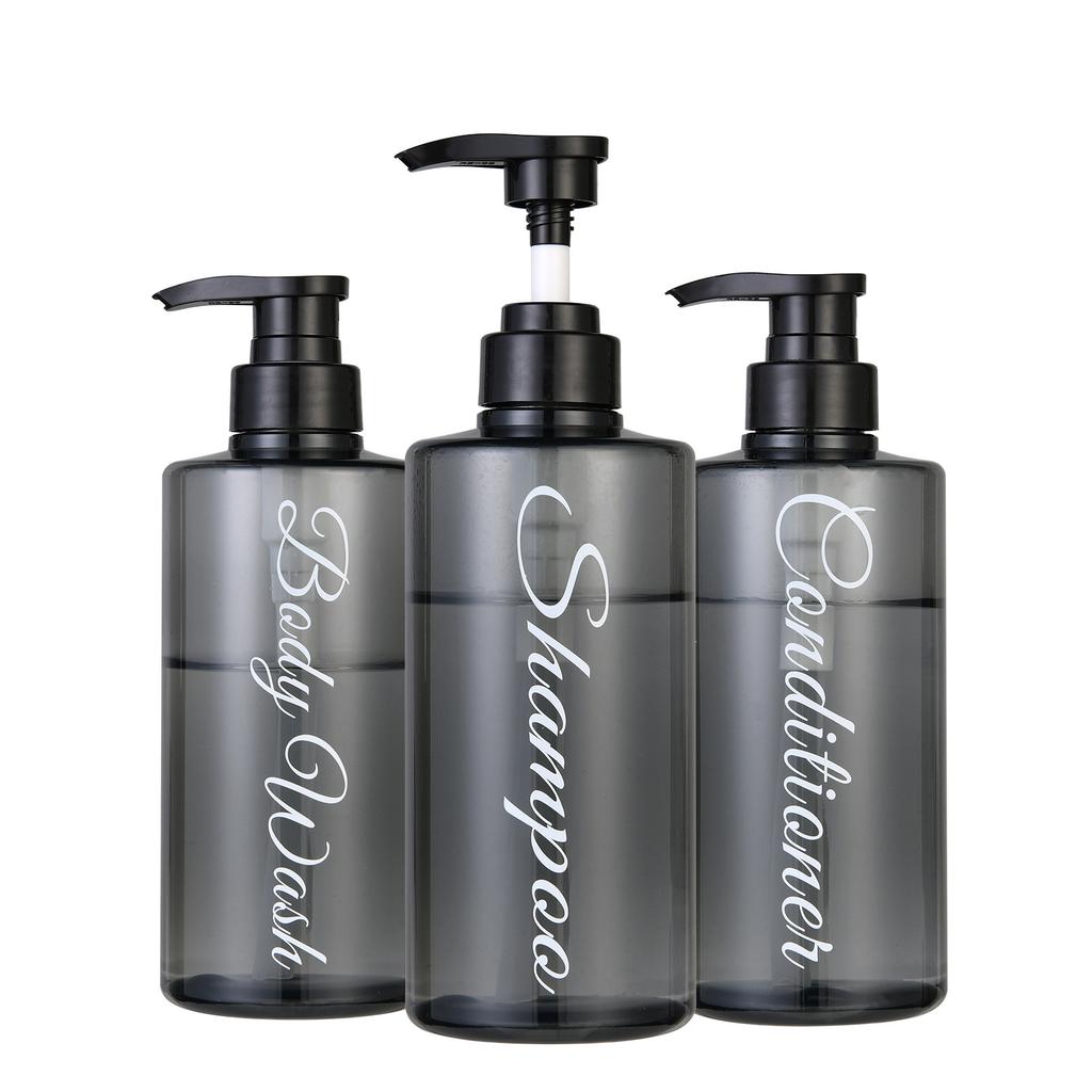 500ml Large Capacity PET Plastic Pump Dispenser Bottles, Flat Shoulder Shampoo Body Wash Dispensing Bottles, Travel Refillable Containers