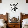 Metal Arrow Wall Art Native American Viking Decor Axe with Arrows Black Rustproof Home Decor 12.5x11 inch for Living Room Office Garden