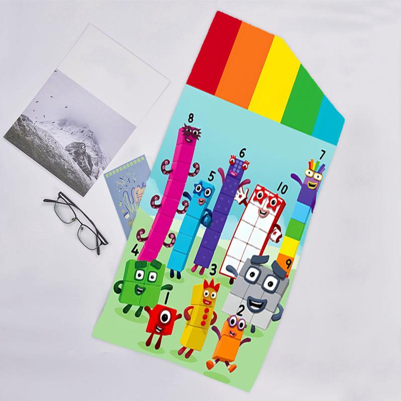 1pc 3D-Number-Blocks-Cartoon Beach Towel, Sports Cape, Beach and Seaside Swimming Pool Equipment, Fashion Pattern, Rectangular, Travel Essentials