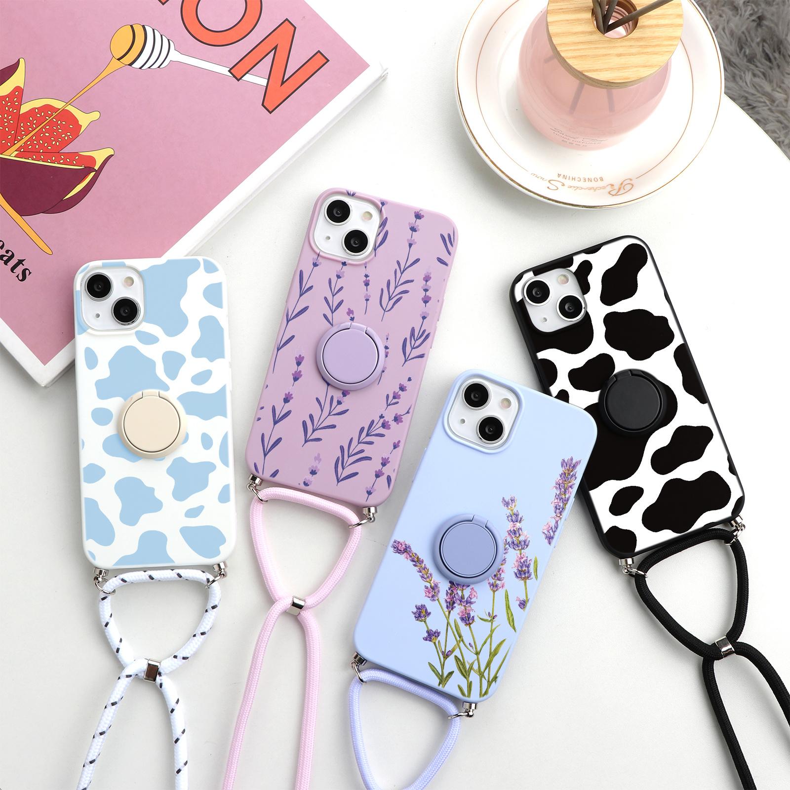 

Складной держатель-подставка в виде пятнистого каракуля для девочек, ремешок через плечо, ремешок, чехол для телефона для iPhone 14, 13, 12, 11, Xiaomi Redmi Note 11, 10, 9, 8 Pro Max, Samsung A51 A72