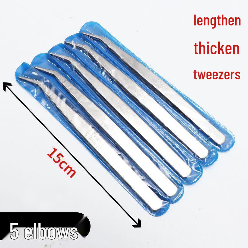 Sewing Tools Set: Stainless Steel Straight & Curved Tweezers, Repair Pliers, Needle Threader, Thickened Tailor's Clip
