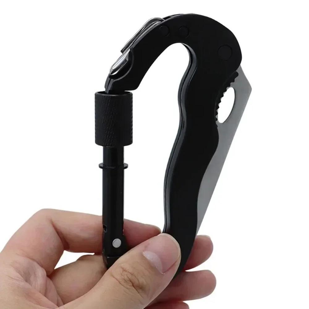 5 i 1 utendørs multifunksjonskarabinkroker Hurtighengende spenneklemme med kryssskrutrekker flaske vinåpner.