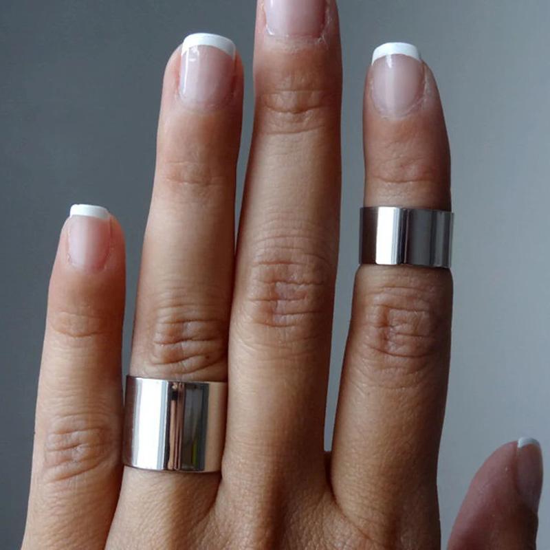 6/8/11,5MM Manschettenring für Männer Jungen,Wasserdichte Edelstahlringe Fingerband,Einfach Schlicht Klassisch Basic Punk Offener Ring
