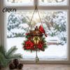 Weatherproof Hanging Decoration Vintage Lantern Bird Flower Ornament, Stained Glass Acrylic Window Squirrel Decor, Door with Bell Ornament