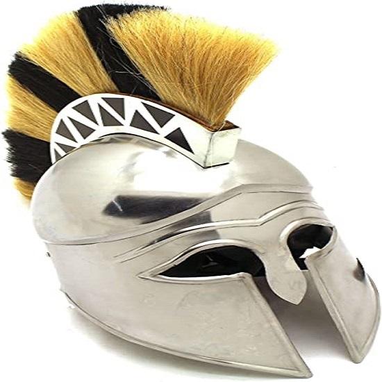Medieval Warrior Helmet with Plume In 18 Gauge Steel Wearable for Adults
