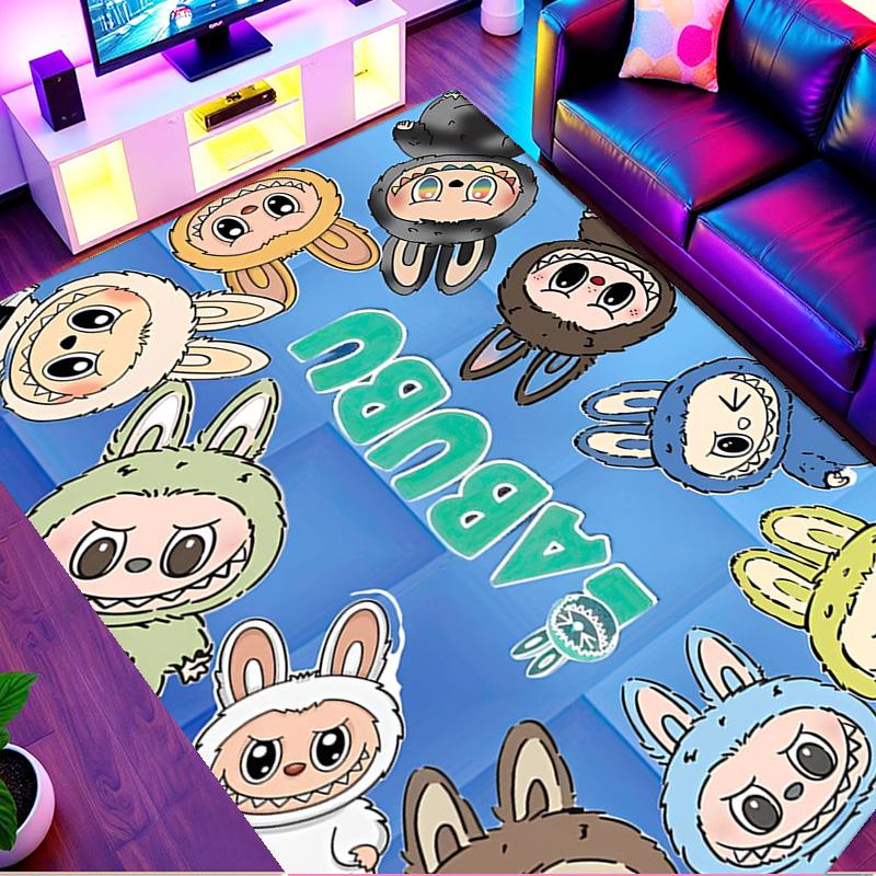 Labubu Print Rug, Washable Floor Carpet, For Entryway Dorm Laundry Room Office Study, Home Decor Birthday Christmas Gift