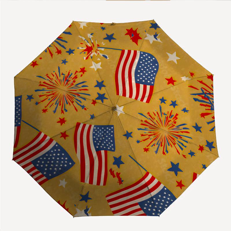 American Flag Fashionable Automatic Opening/Closing Folding Umbrella. Portable and Foldable, Ideal for Gift, Travel, and Daily Use.