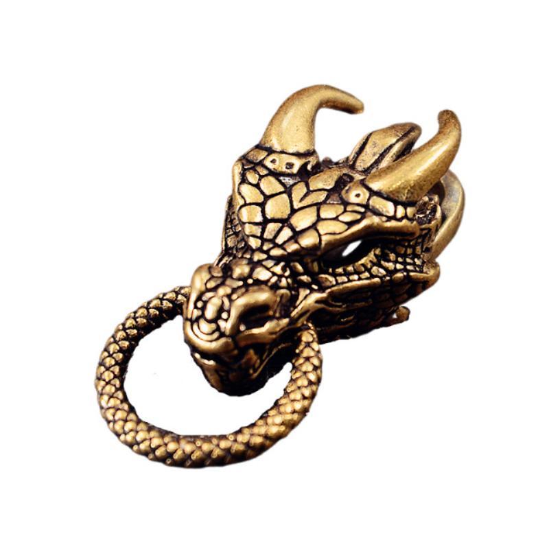 Brass Zodiac Dragon Statue Retro Animal Crafts Luck Success Feng Shui Ornament Home Decor Hanging Accessories