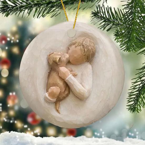 Christmas Ornament for Horse Lovers Hugging Horse Acrylic Pendant Christmas Tree Hanging Decoration Holiday Gifts for Girls Women Cowgirls