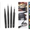 10PCS Non-Magnetic Antistatic Tweezers Set Stainless Steel Maintenance Tools for Jewelry Stone Setting