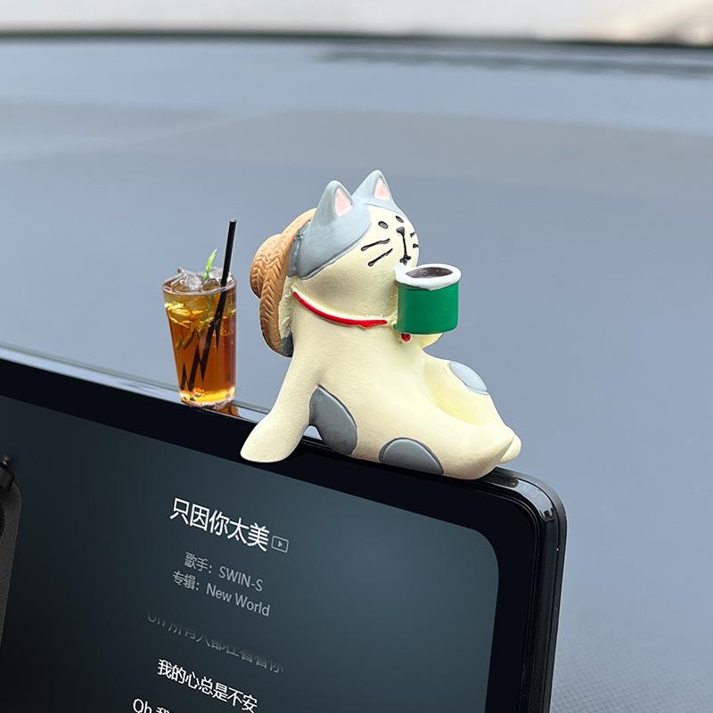 Cute Kitten Ice Car Ornament Car Center Console Display Ornament Desktop Small Ornament Ornament