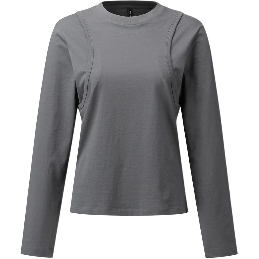 Salomon Long Sleeve Letter Round Neck Pullover T-Shirt Women tops D00697 S