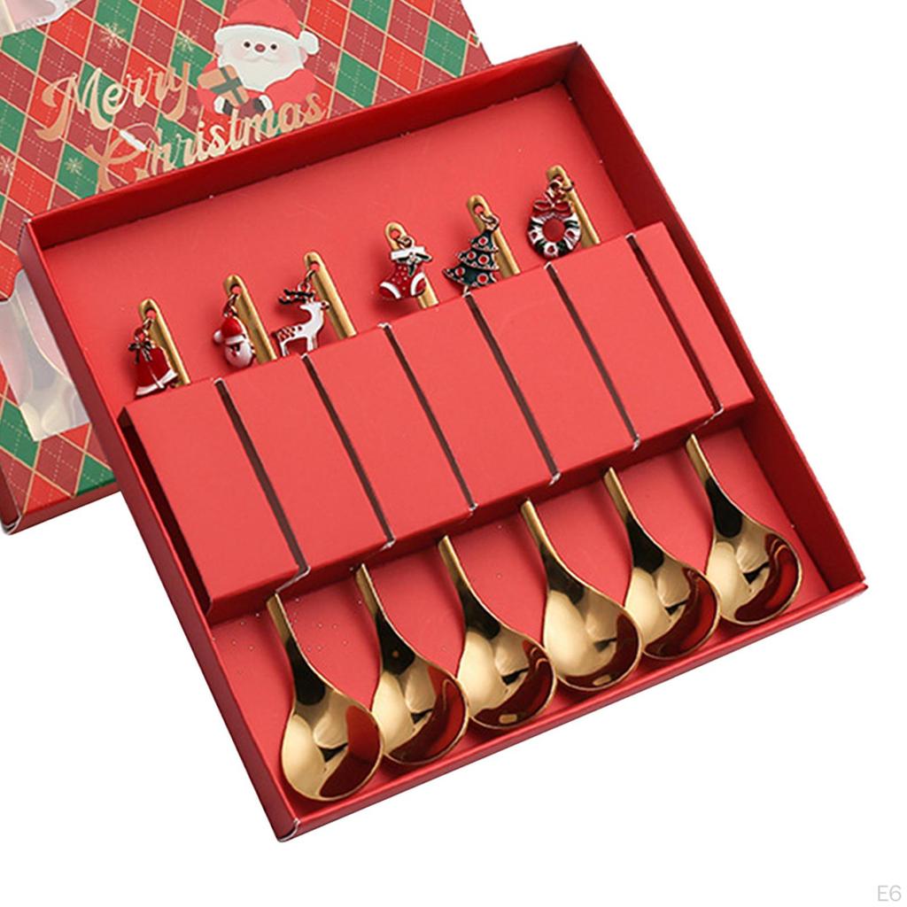 4Pcs Christmas Tableware with Gift Box Creative Stainless Steel Spoons Forks for Dinner