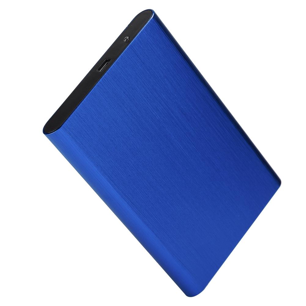 USB2.0 Aluminum Alloy Brushed Mobile Hard Disk Box with Shockproof for 2.5inch SATA HDD SSD Blue  (Not Inclube Hard