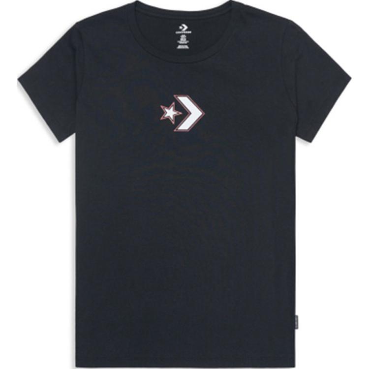 Converse T Shirts Women s Black Crew Neck Moderate Straight Fit 10008156-A01 S