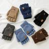 Warm Winter Knitted Gloves Thickened Writing Mittens Fashion Half Finger Mittens  for Men