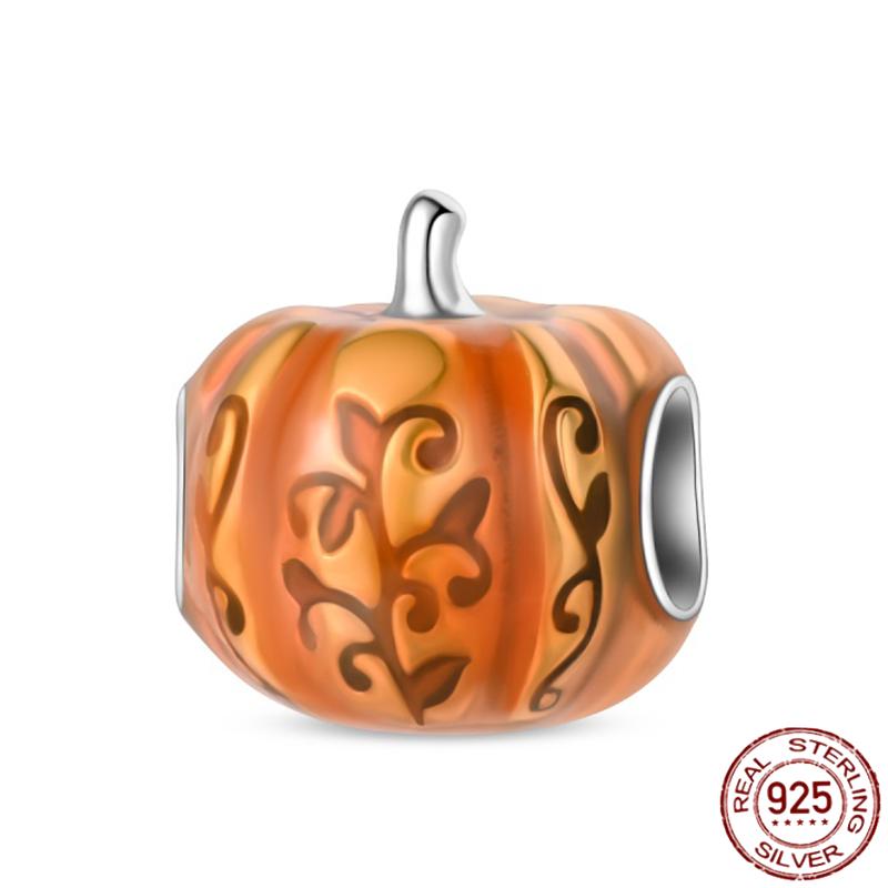 Copper Autumn Brown Music Squirrel Scarecrow Pumpkin Maple Leaves Charm Bead Women'S Bracelets Diy Jewelry Gift