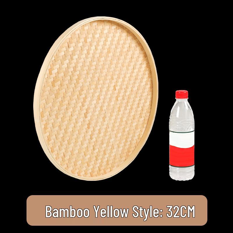 Round Bamboo Weaving Tray: Fine Mesh Sieve, Drying & Draining Basket, Decorative Sample Plate