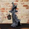 Witch Statue Halloween Figurines Spooky Witch With Lamp Table Centerpieces Desk Decor For Fireplace Living Room Bedroom Patio
