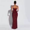 2025 European & American Sexy Spaghetti Strap Off-Shoulder Slim-Fit Shiny Dress