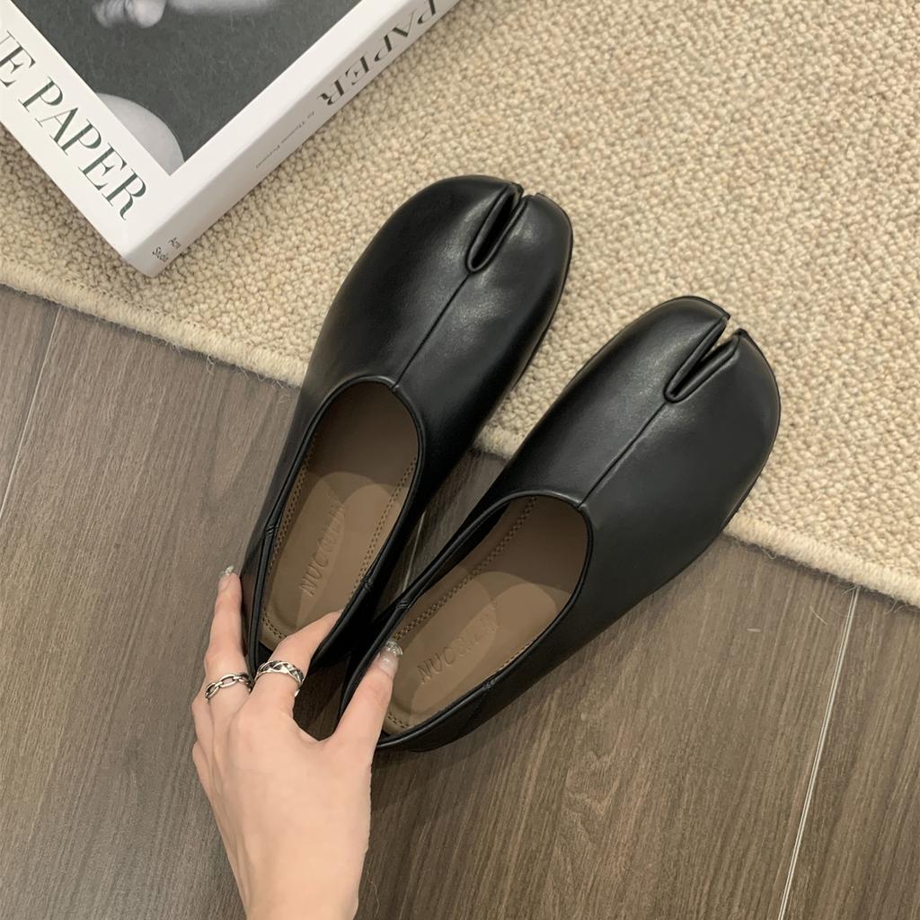 Fashion Bailamos Women Tabi Ninja Slip On Flats Split Toe Slippers Round Toe Shallow Lazy Slip On Boat  Mules Shoes Soft Loafers Mujer