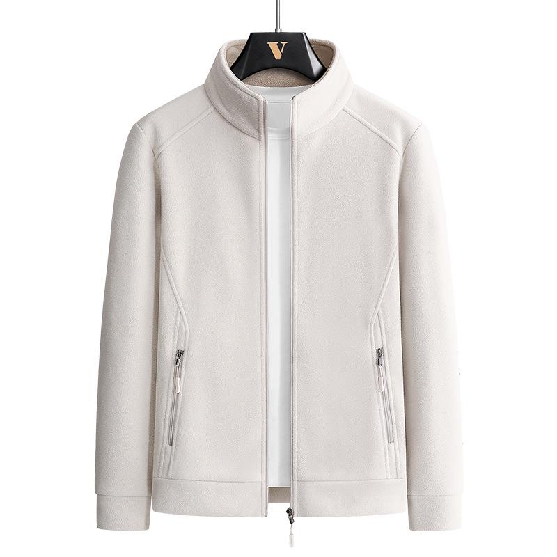 Men's Large Fleece Jacket: Warm Lined, Thickened for Autumn and Winter - Perfect for Middle-Aged Dads.