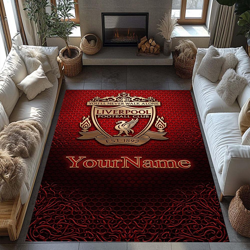 Liverpool Customize Text Floor Mat Perfect for Study room Living Rooms Game Room Dormitory Antislip Carpet Office home decor Birthday/Christmas Gift