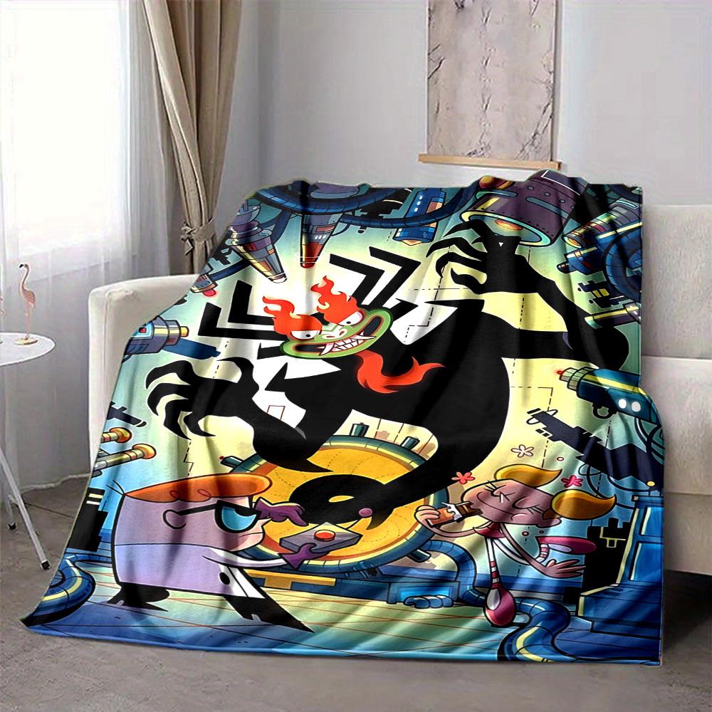 1 Stück Dexter's Labor Gemütliche Print-Decke Leichte Warme Flanell-Kuscheldecke Für Sofa, Bett, Wohnzimmer