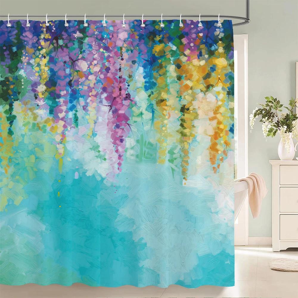 Plant Flowers Leaves Series Shower Curtains Bathroom Curtain Frabic Waterproof Polyester Multiple Sizes Bath Bathroom Curtains