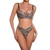 Sexy Damen-Dessous-Set mit Leopardenmuster, Bequemer Minimizer Dünner Push-Up-BH und Po-Hebende Höschen