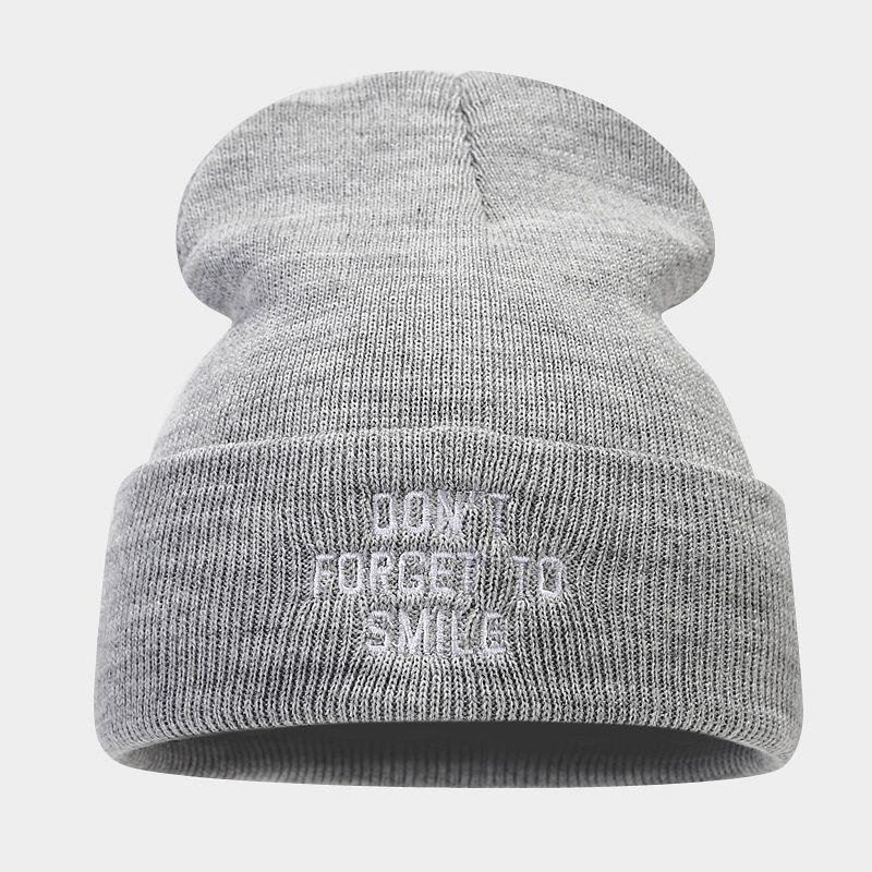 Trendy Brand Fashion Letter Embroidery Knitted Pullover Hat Women's Personality Simple Curling Heap Hat Men's Cold Hat