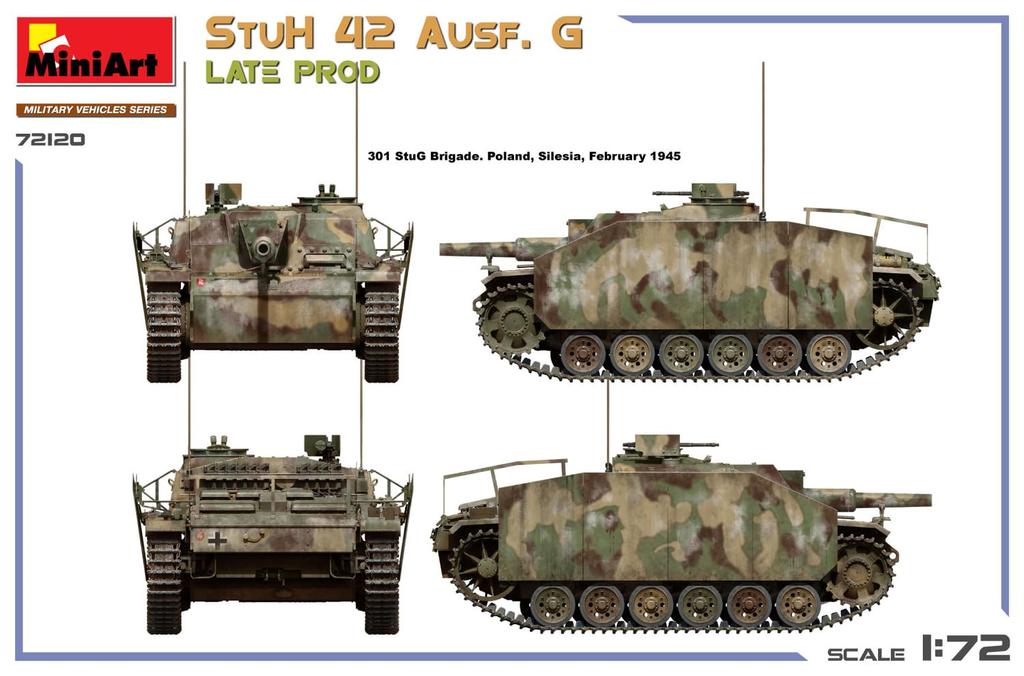 Miniart StuH 42 G Late Production Plastic Model MA72120 1/72 Ausf. (Tank)