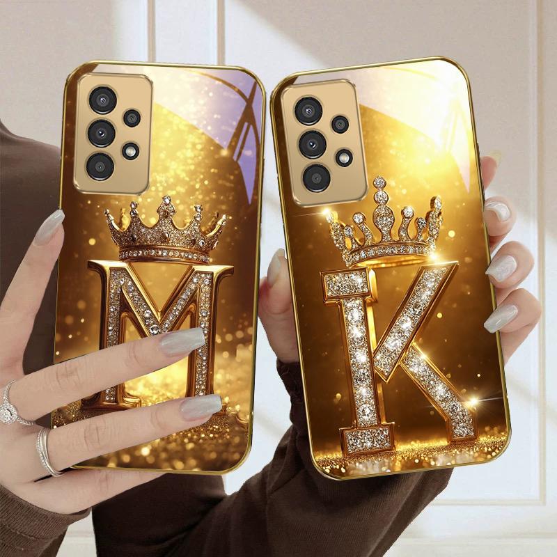 Błyszcząca Złota Korona Do Samsunga A50 A51 A52 A53 A54 A55 56 14 15 13 16 26 31 32 33 34 35 70 71 72 73 Złote szklane etui na telefon