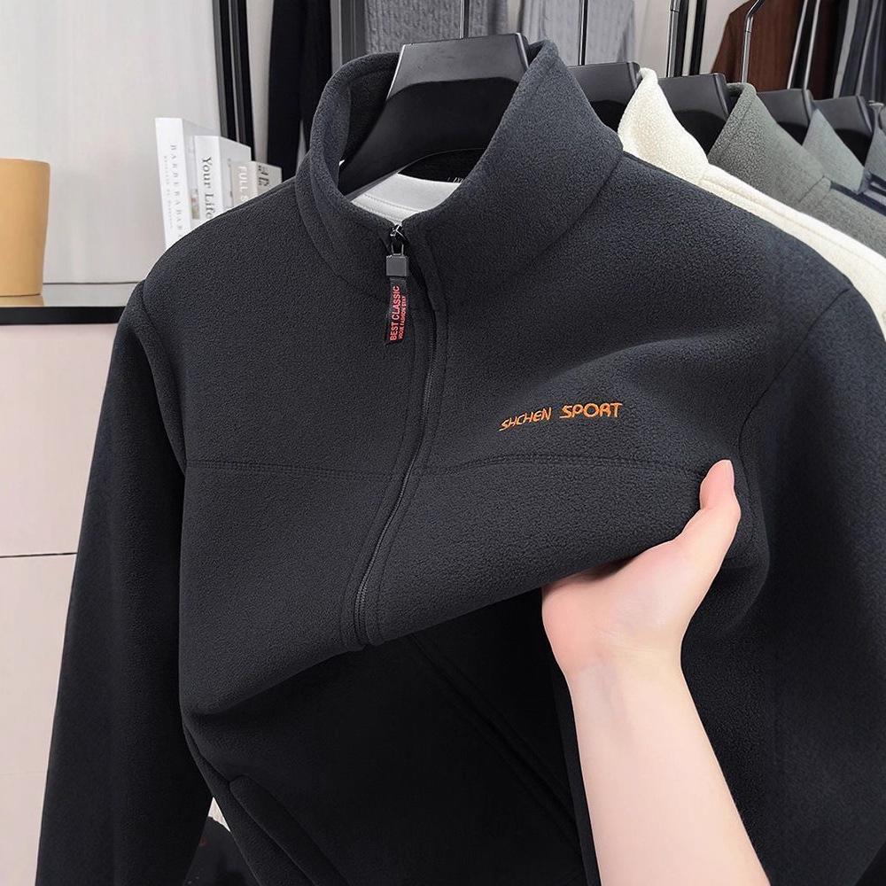Men s Windproof Fleece Jacket - Thick Warm Stand Collar Hoodie (2025 Autumn/Winter) 4XL