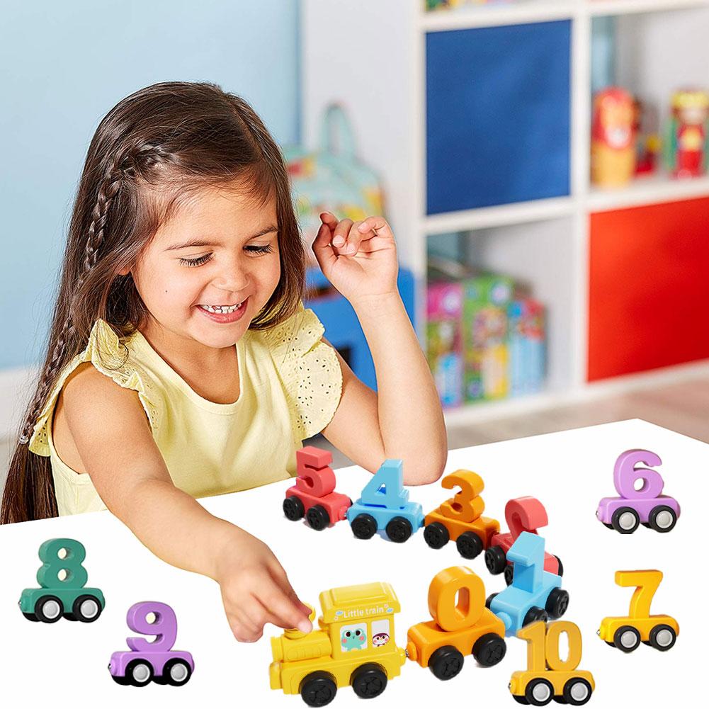 Wooden Number Digital Magnetic Train Toys Colorful Building Blocks Educational Hand-eye Coordination Magnetic Digital Train Gift