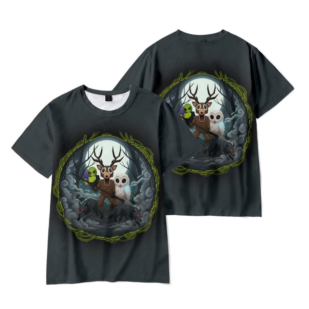 15 Colors Fashion 99 Nights In The Forest Cartoon T Shirts for Women Men Summer Clothing Fitness O Neck Man T-shirt Oversized Men T-shirts Tops