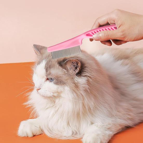 Pet Grooming Comb Stainless Steel Fine-Tooth Pet Hair Comb Multifunctional Flea Comb Debris And Tear Stain Removal Tool for Dogs Cats