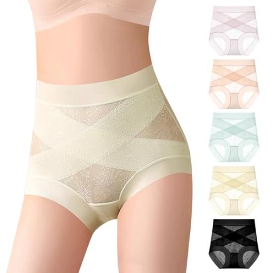

Veimia Deep Panties Gently Tightens the Covers the Flattering Plus Underwear Women s (5-Pack, X-Shaped Band, Stomach) High-Waisted Panties, Seamless, чёрный