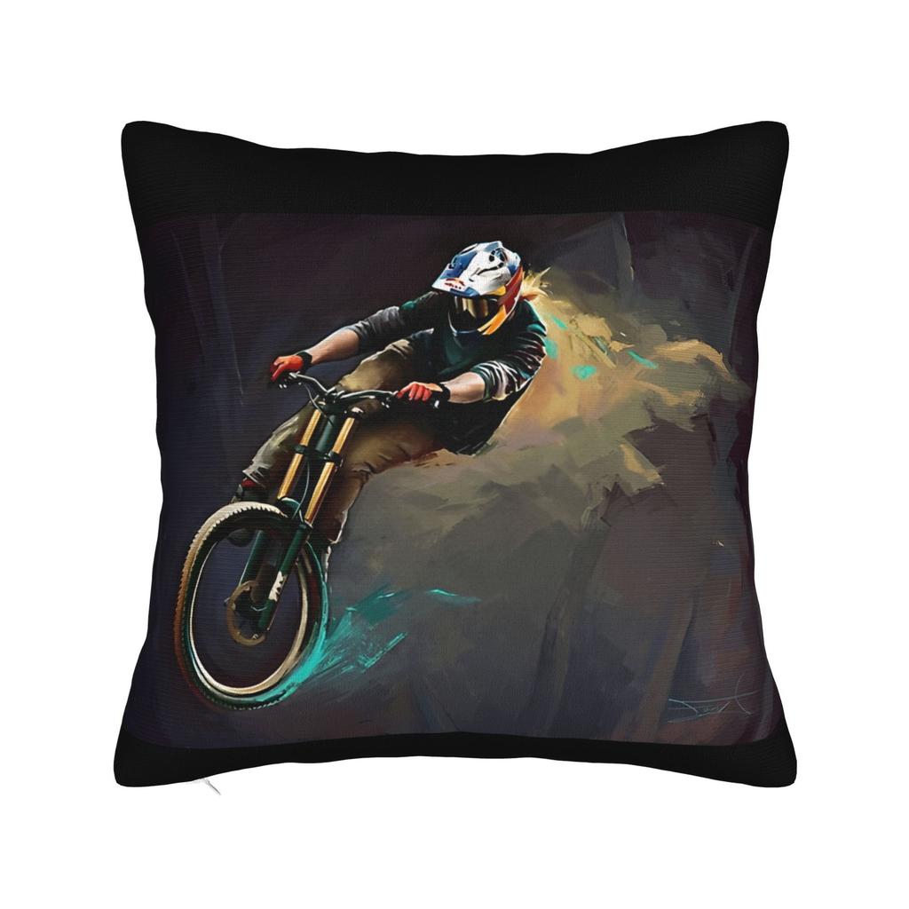 Cool Motocross Pillow Case, Dirt Bike Rider Cushion Cover, Extreme Sports Art Home Decor Throw Pillow Slipcover for Sofa Bedroom