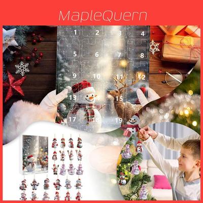 Kerst aftel adventskalender met schattige sneeuwman acryl decoraties voor vakantiecadeaus en feestdecoratie