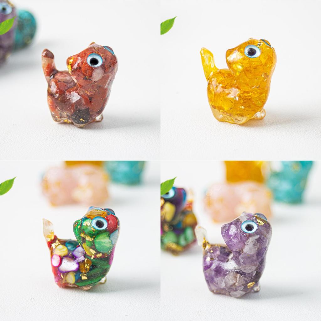 Crystal Resin Cat Figurine With Colorful Shell Decor For Office Desk Gift