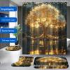 Luminous Golden Tree Pattern Bathroom Set with 12 Hooks - Decorative Home Accessories