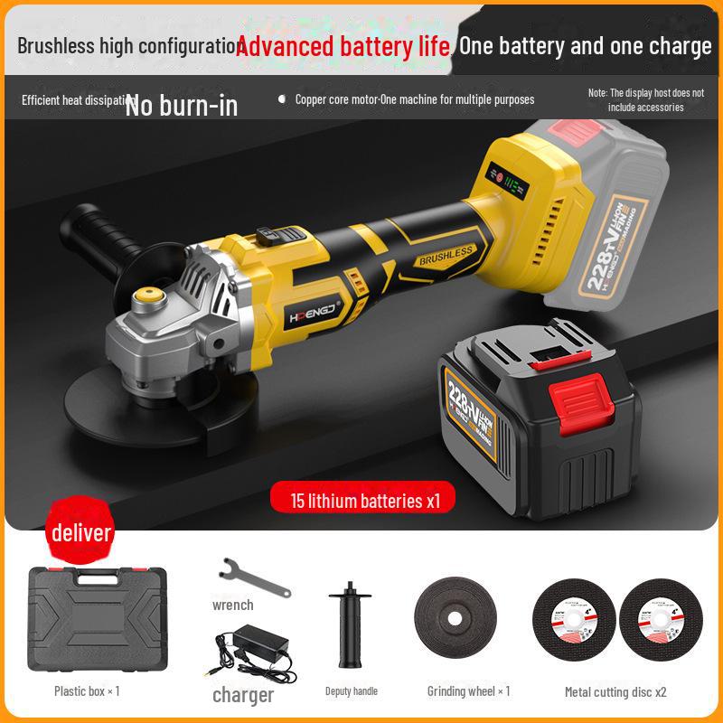 Brushless Lithium-Ion Angle Grinder with HD Display, High Power, and Long-Lasting Large Battery Capacity