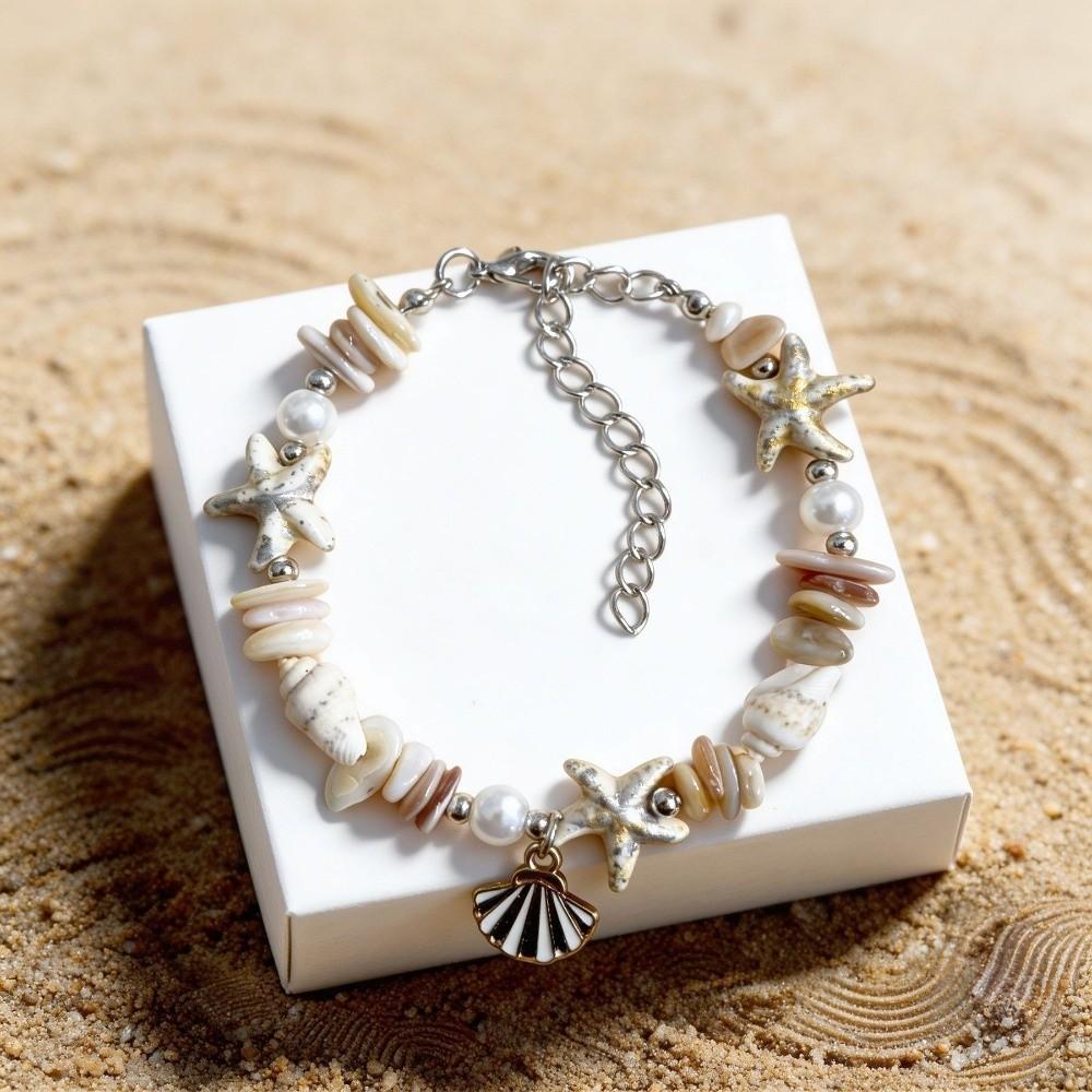 Pearl Shell Starfish Bracelet Ocean Sea Series Summer Bangle  Girls Couple Gift