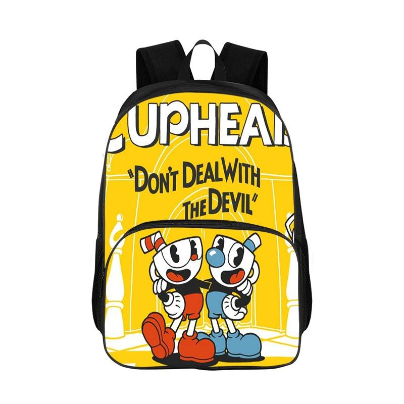Zaino Scolastico per Studenti delle Scuole Elementari con Stampa di Cuphead Anime Zaino Scolastico da 16 Pollici Zaino per Bambini Cartone Animato Cuphead Zaino per Ragazzi Ragazze Mochlia
